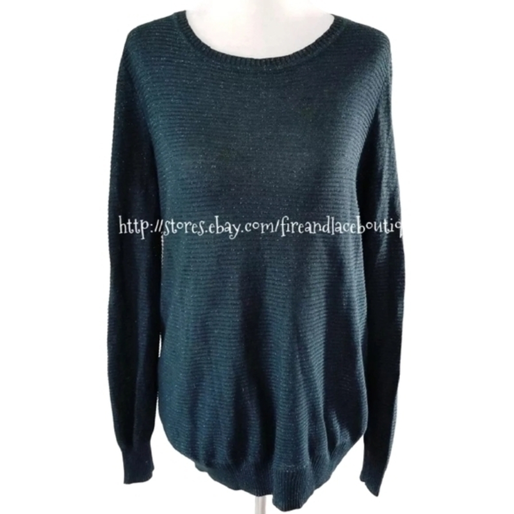 BUFFALO LIGHT GLITTER GREEN KNIT SWEATER TOP SZ XL